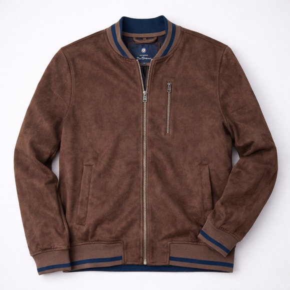 Men's Ben Sherman Suede Brown Bomber Jacket